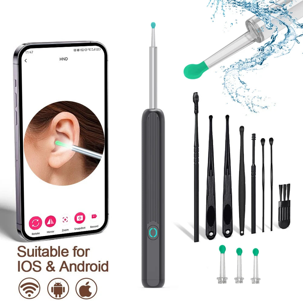 Smart Visual Ear Cleaner HD Ear Sticks Otoscope USB C Charging Endoscope Wax Removal Tool Earpick MIni Camera Health Care Set