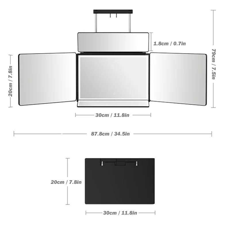 5 Way Mirror, Barber Mirror for Self Hair Cutting, 360° Mirror for Men Shaving, Makeup Mirror with Height Adjusta for Braiding