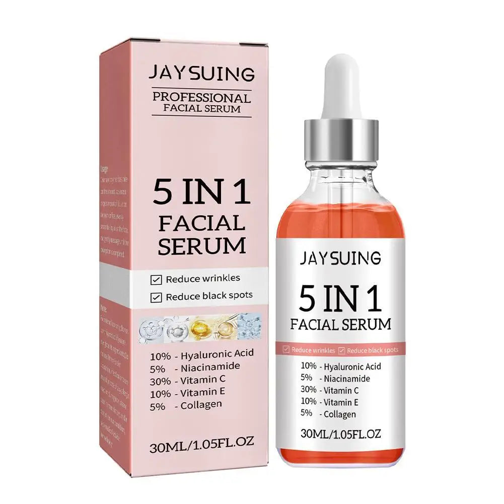 5 In 1 Fade fine lines Firming Face Serum Moisturizing brightning Vitamin C Hyaluronic Acid Facial Serum Shrink Pores Skin Care