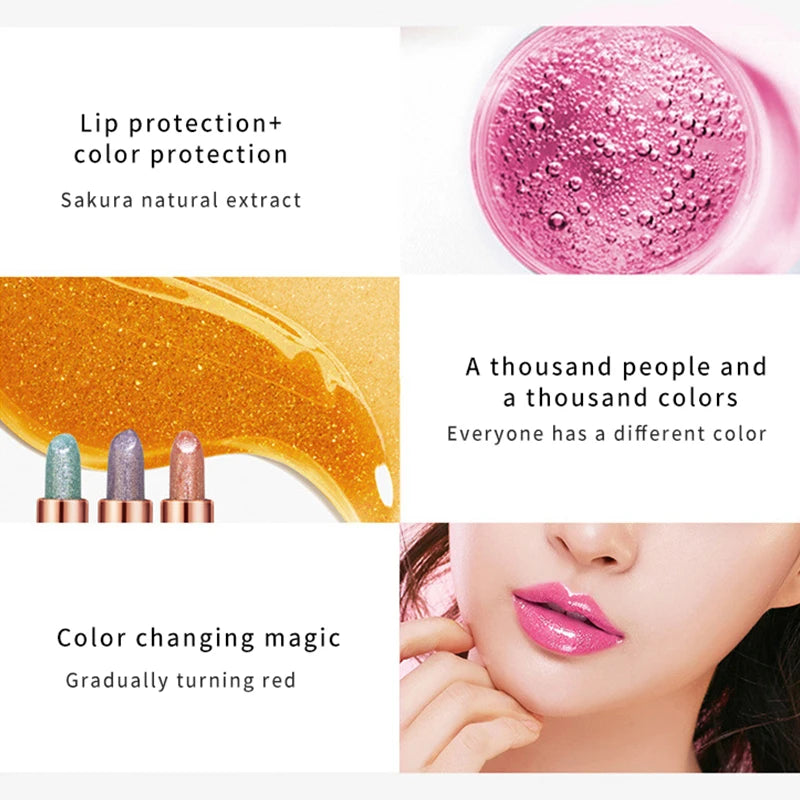 DAIMANPU Starry Sky Shining Jelly Lipstick Warm Color Change Cute Pink Girl Student Makeup Moisturizing and Moisturizing Lips