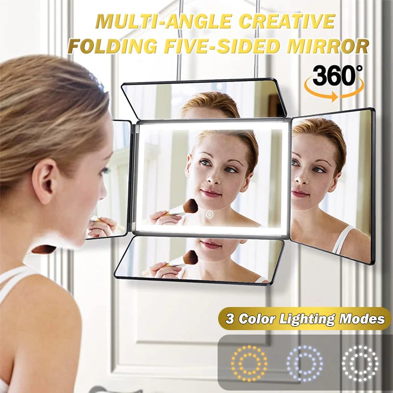 5 Way Mirror, Barber Mirror for Self Hair Cutting, 360° Mirror for Men Shaving, Makeup Mirror with Height Adjusta for Braiding