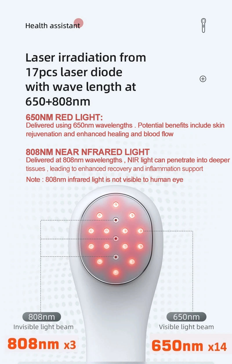 NEW 650nm 808nm Low Level Laser Red Light Therapy Device Cold Laser Arthritis Physical Therapy Equipment Pain Relief Health Care