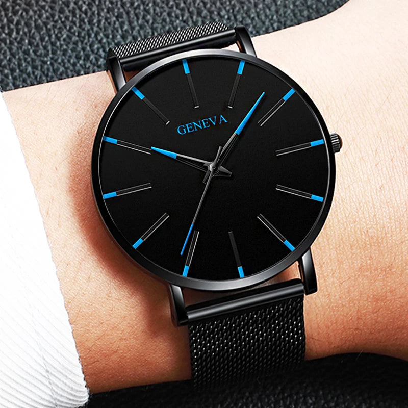 Fashion Ultra-thin Men Business Watches Steel Mesh Band Male's Quartz Watch Relogio Masculino