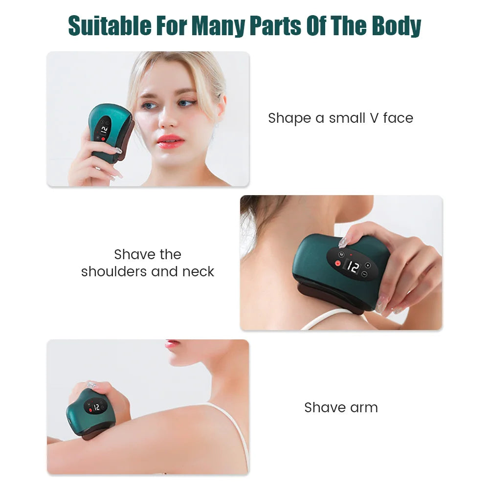 USB Electric Guasha Massager Hot Stone Heating Vibration Scraping Board Neck Back Massage Face Skin Gua Sha Facial Lifting Tools