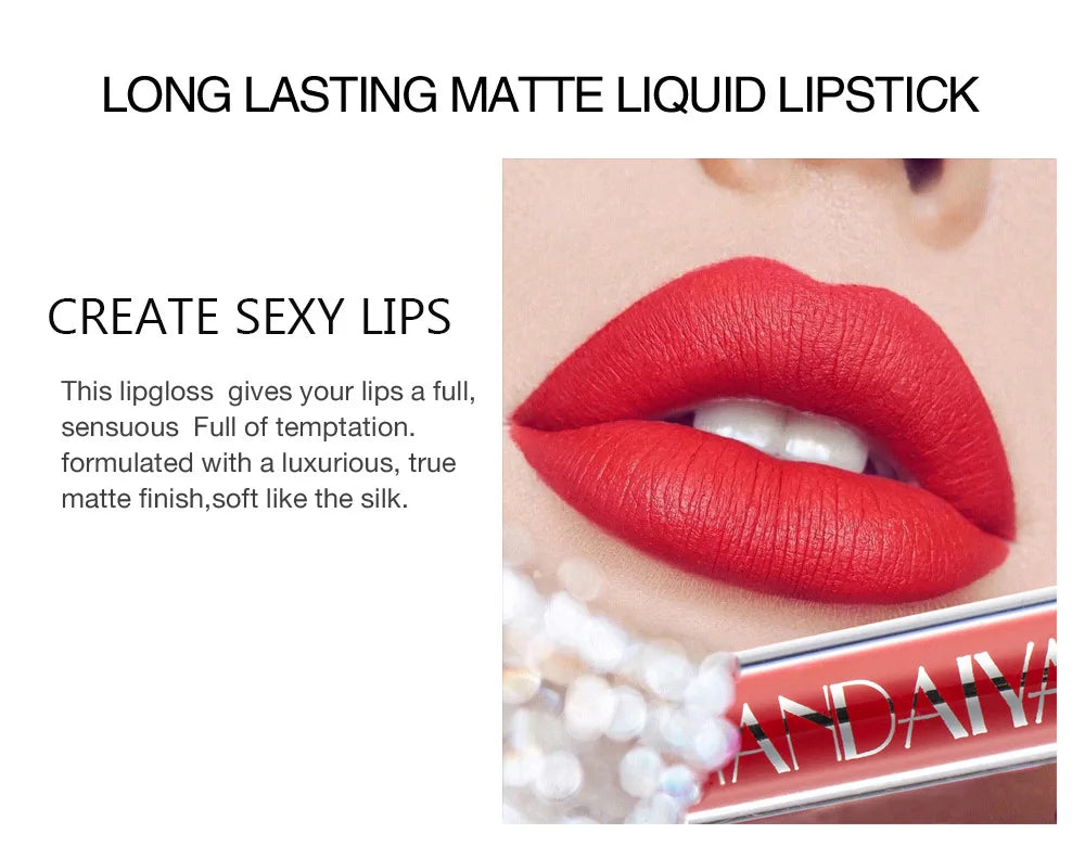 HANDAIYAN 6Pcs Liquid Velvet Matte Lip Gloss Red Lipstick Nude Makeup Women Long Lasting Waterproof Beauty Cosmetics