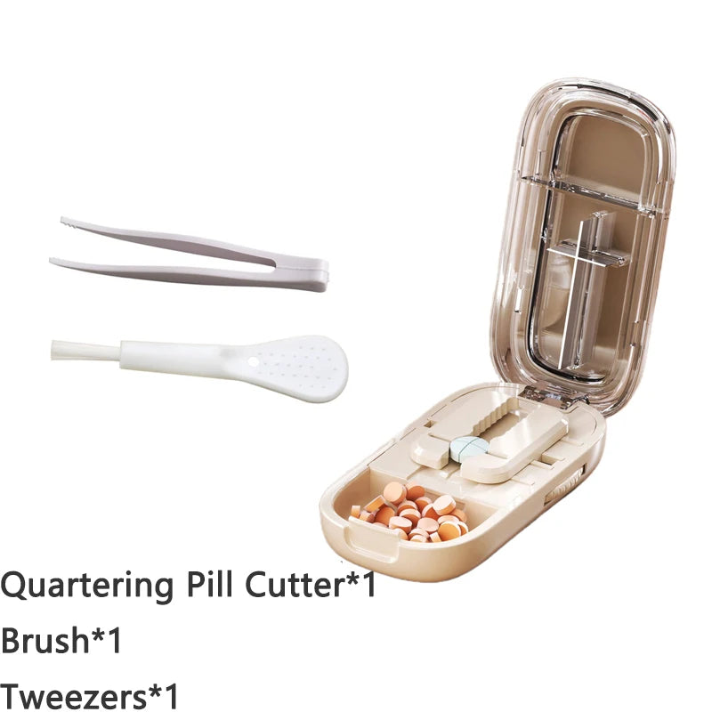 Pill Cutter With Invisible Storage Box Portable 2 In 1 Mini Drug Tablet Medicine Small Small Medicine Box Health Care Pills Case