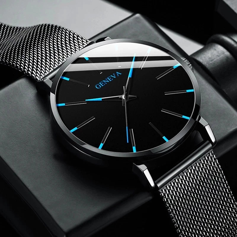 Fashion Ultra-thin Men Business Watches Steel Mesh Band Male's Quartz Watch Relogio Masculino