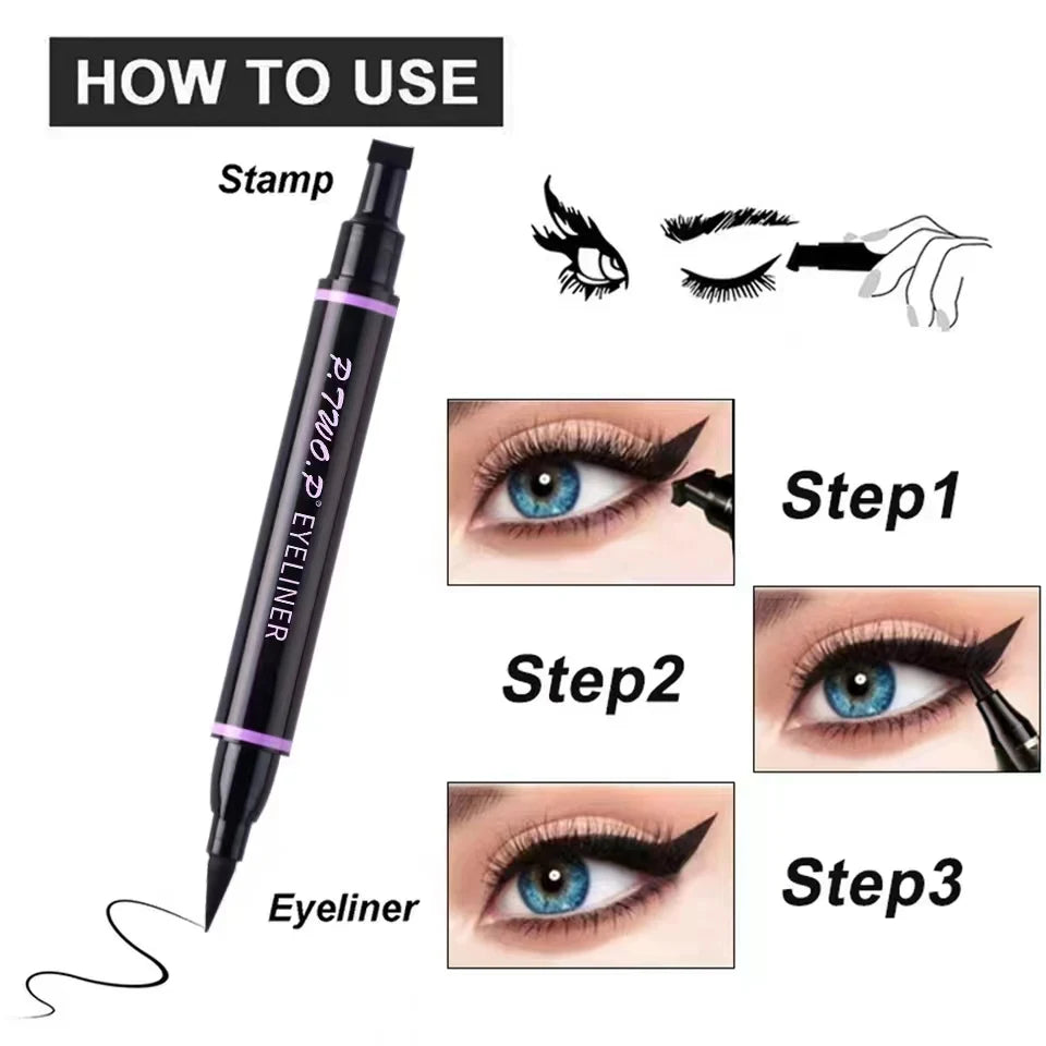 P.TWO.P Stamp Eyeliner Pencil 1 Pcs Double-ended Waterproof Quick Drying Long-Lasting Liquid Eyeliner Makeup Eyes Cosmetics Tool