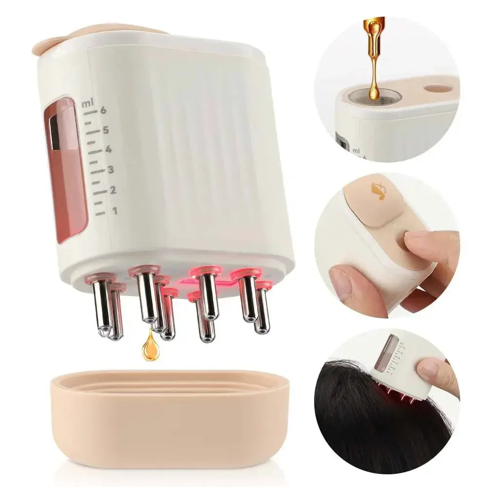 EMS Microcurrent Scalp Applicator Liquid Comb Massage Comb Essential Oil Liquid Guiding Scalp Massager Red Light Therapy