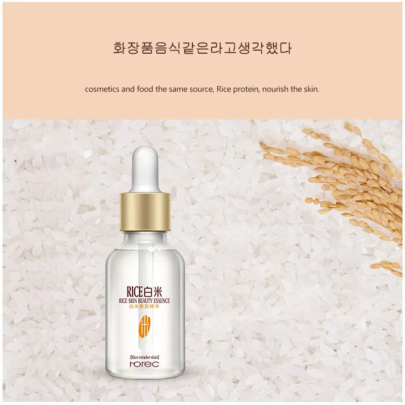 White Rice Face Serum Shrink Pores Brightening Whitening Cream Anti Aging Lines and Wrinkles for Glowing Skin Firm Care Essence