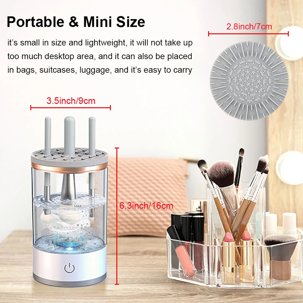 Makeup Brush Cleaner Electric Automatic Makeup Brush Cleanser Portable 3 In 1 Cosmetic Cleaner Electric Automatic Makeup Machine