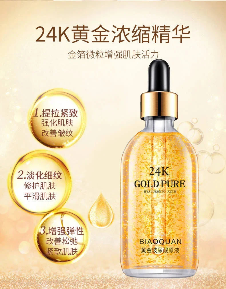 100ml 24k Gold Hyaluronic Acid Nicotinamide Face Serum Anti Aging Facial Lifting Collagen Essence Skin Care Whitening Serum