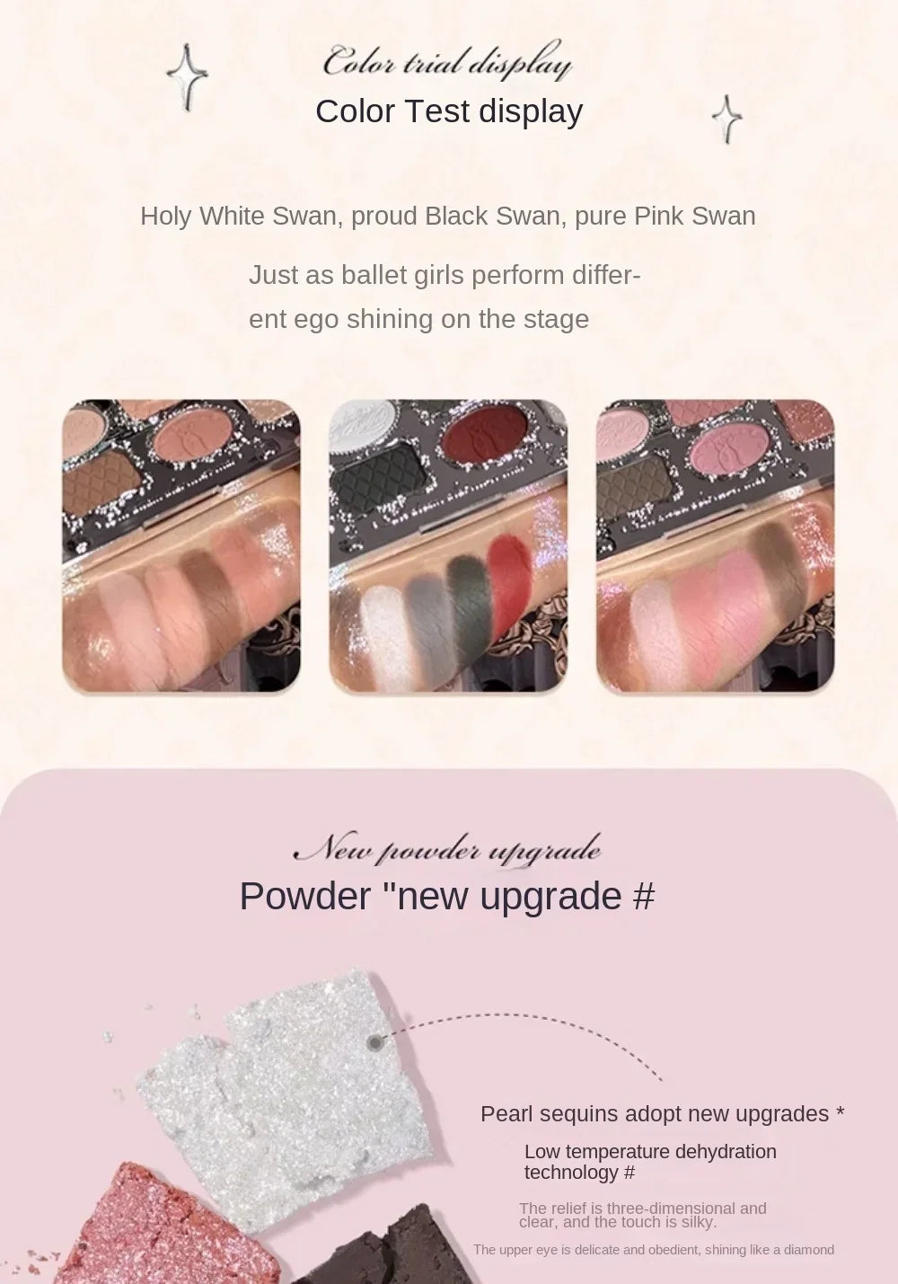 Flower Knows Swan Ballet Eyeshadow Palette Matte Fine Shimmer Pearl Face Palette 6 Colour Glitter Eye Shadow