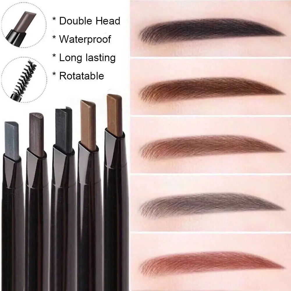 1PC Double Ended Eyebrow Pencil Rotatable Triangle Eye Brow Pen Waterproof Waterproof Beauty Makeup Tool With Brush Makeup Tool