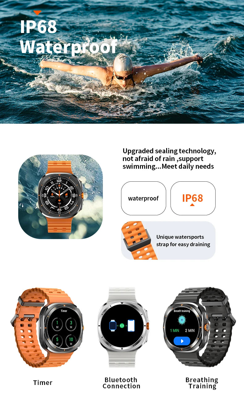 2024 New Galaxy Smart Watch 7 Ultra Men AMOLED Screen Multi-Function Sports Fitness Tracker Health Women smart watch for Samsung