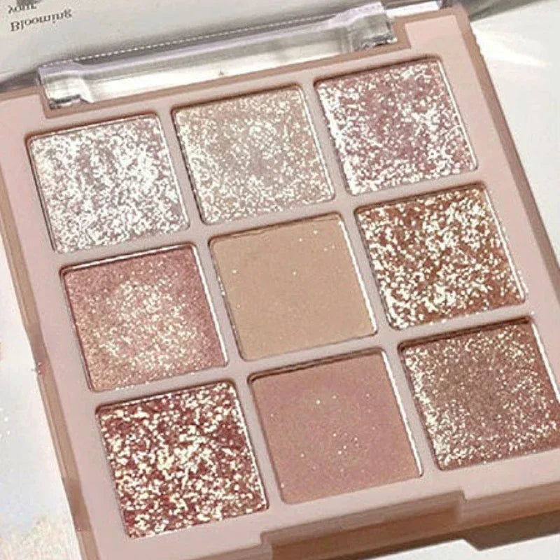 9-Grid Eyeshadow Palette Glitter Pearlescent Matte Acrylic Transparent Eye Shadow Makeup Long Lasting Women Beauty Cosmetics 1PC