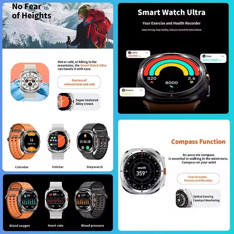 2024 New Galaxy Smart Watch 7 Ultra Men AMOLED Screen Multi-Function Sports Fitness Tracker Health Women smart watch for Samsung